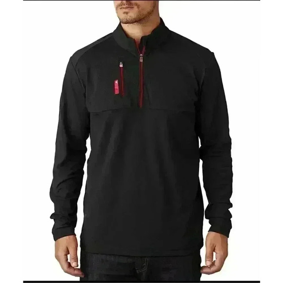 Adidas Mens Black/Red Puremotion Quarter-Zip Shirt, Large - Picture 1 of 7